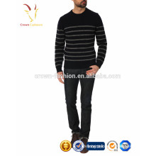 Homens Crew Neck Cashmere Sweater Stripe